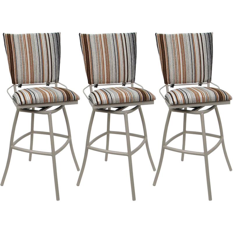 Set of 3 Outdoor Bar Stool Counter Extra Tall Jenna PB without Arms - Driftwood Neutral - Beige - Bar Height