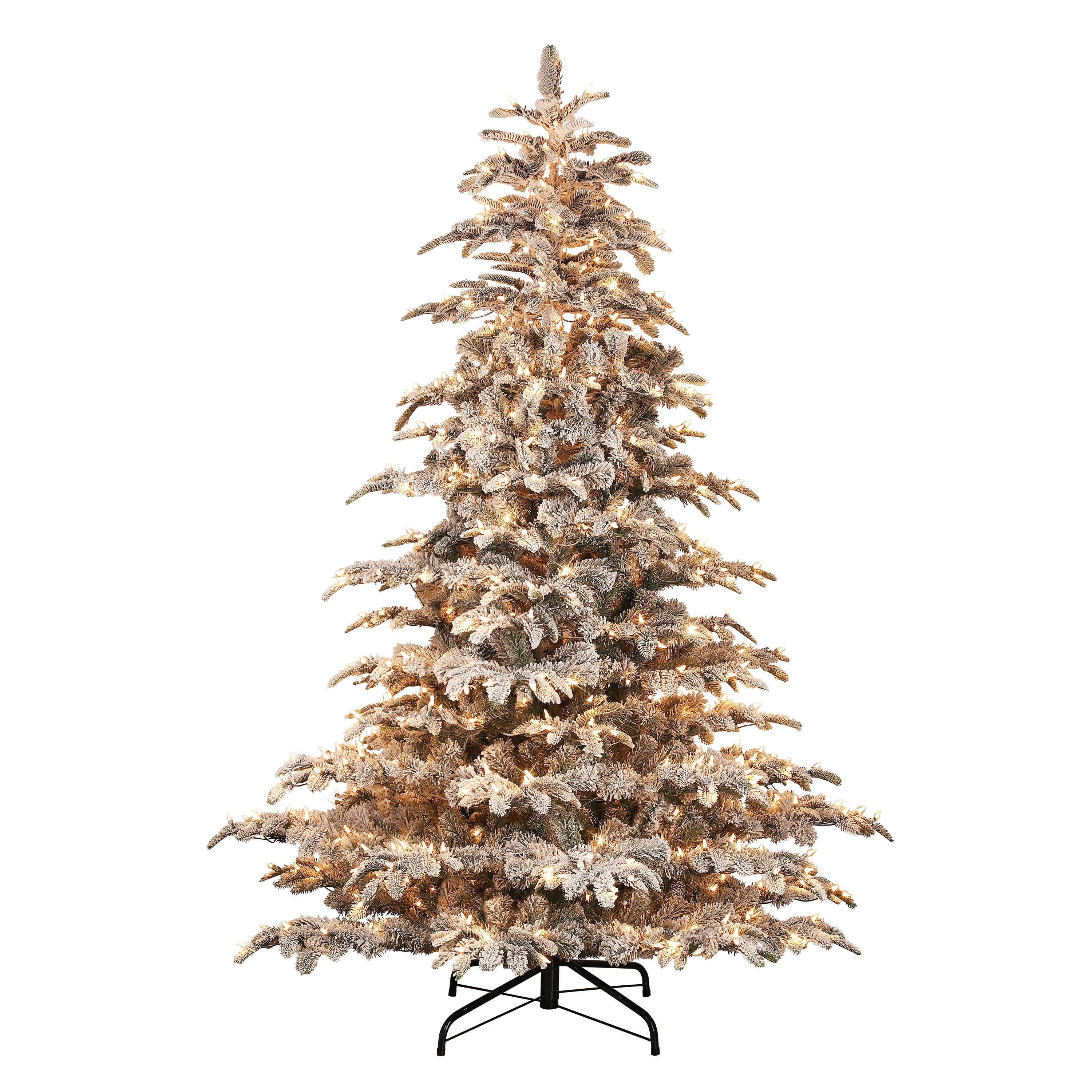 Puleo International 7.5 ft. Pre-Lit Aspen Fir Flocked Artificial Christmas Tree