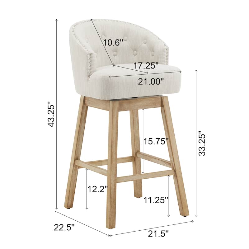 Moore Modern Rubberwood Swivel 33.25-Inch Barstool (set of 2) by Christopher Knight Home