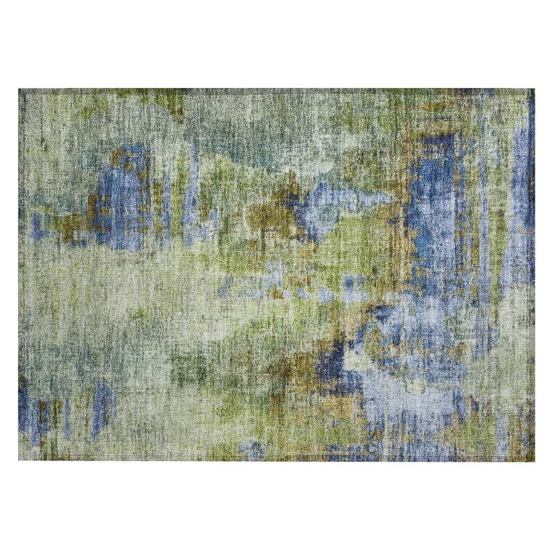 Machine Washable Indoor/ Outdoor Abstact Contemporary Chantille Rug