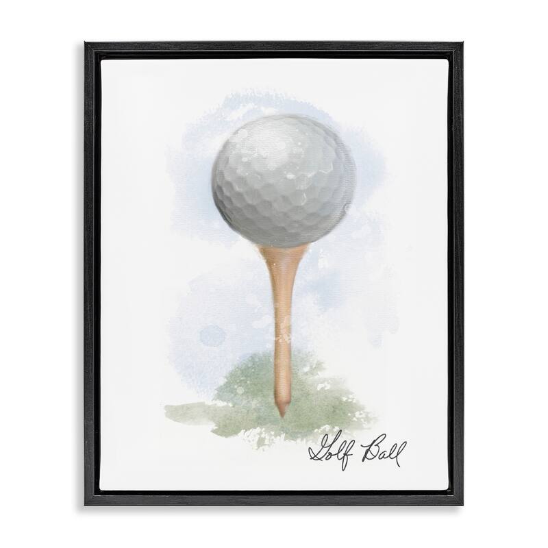Stupell Soft Pastel Golf on Tee Framed Floater Canvas Wall Art Design By Matthew Piotrowicz - 17 x 21 - Black