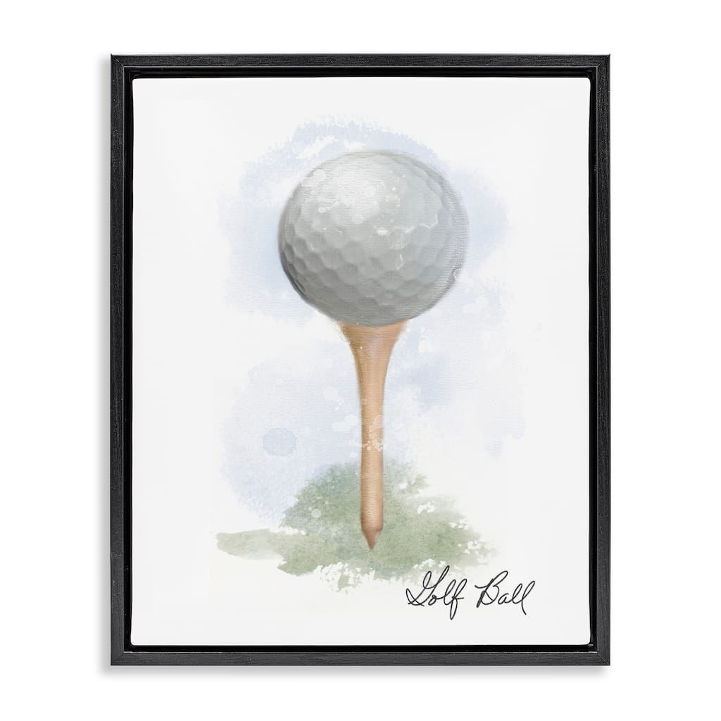 Stupell Soft Pastel Golf on Tee Framed Floater Canvas Wall Art Design By Matthew Piotrowicz