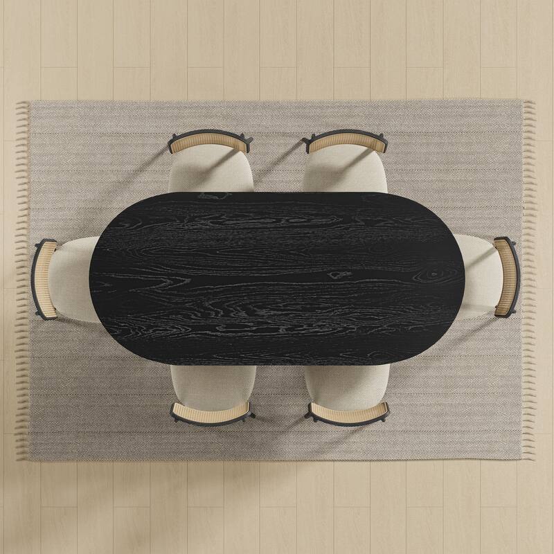 Solid Wood Dining Table with Arched Legs Oval Kitchen Table for Dining Room