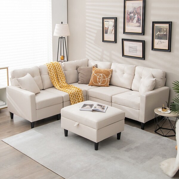 Gymax L-shaped Sectional Corner Sofa Set Living Room Gymax L-shaped Sectional Corner Sofa Set Living Room