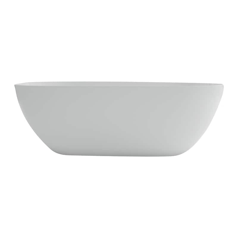 60"/69" Solid Surface Freestanding Bathtub in Matte White with Drain