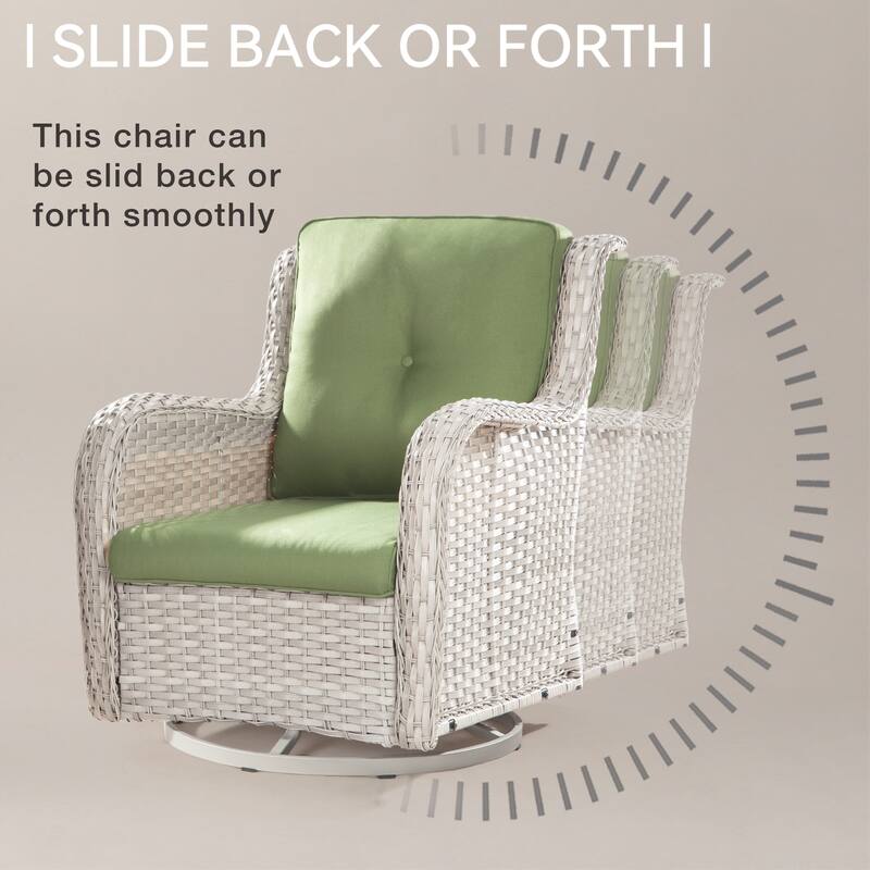 Cozywor 3-Piece Grey Wicker Patio Swivel Outdoor Rocking Chair Set