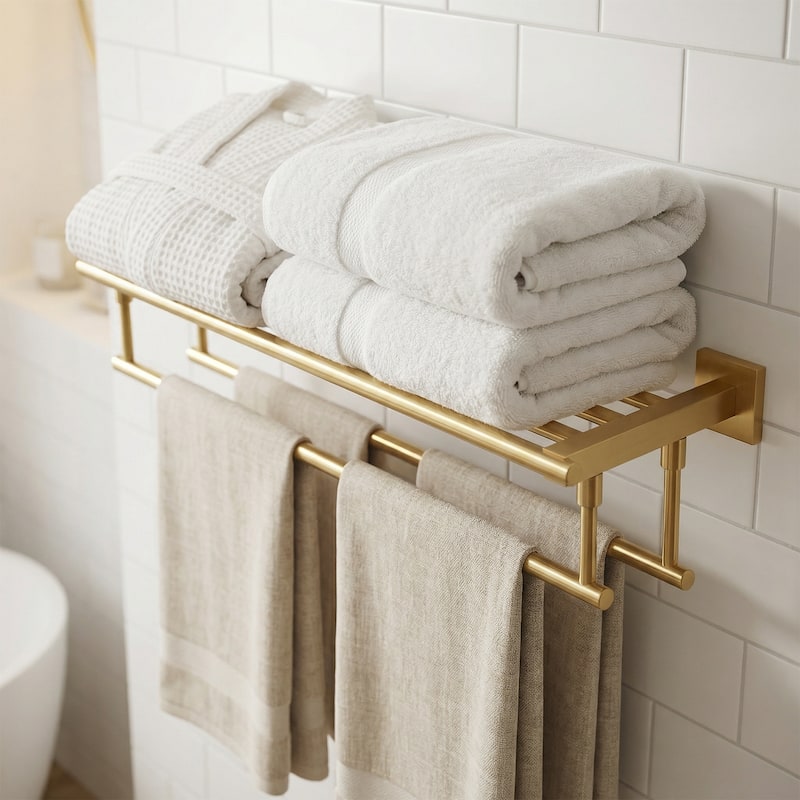 WOWOW Two Towel Holders Wall mounted Towel Rack