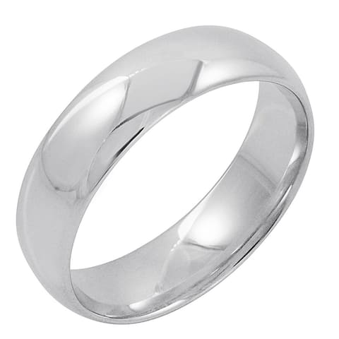 Oxford Ivy Men's 10K White Gold 6mm Comfort Fit Plain Wedding Band (Available Ring Sizes 8-12 1/2)