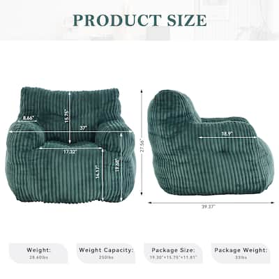 Soft Fluffy Corduroy Fabric Bean Bag Chair Filled With Memory Sponge