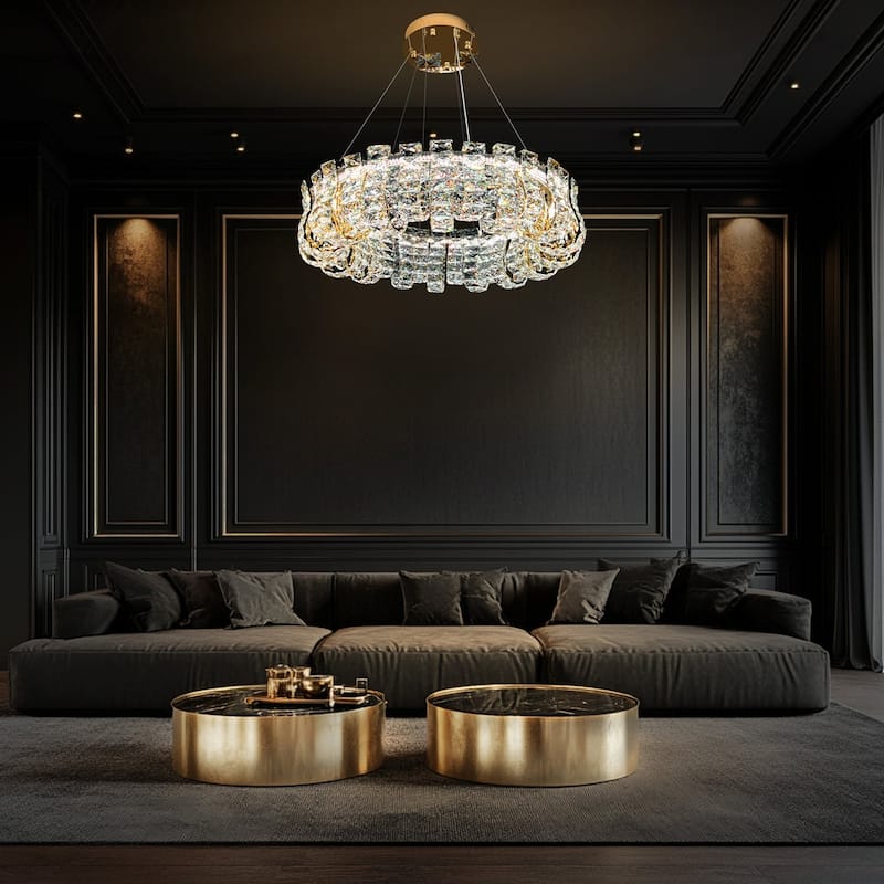 Luxury Crystal 30" LED Chandelier Modern Round