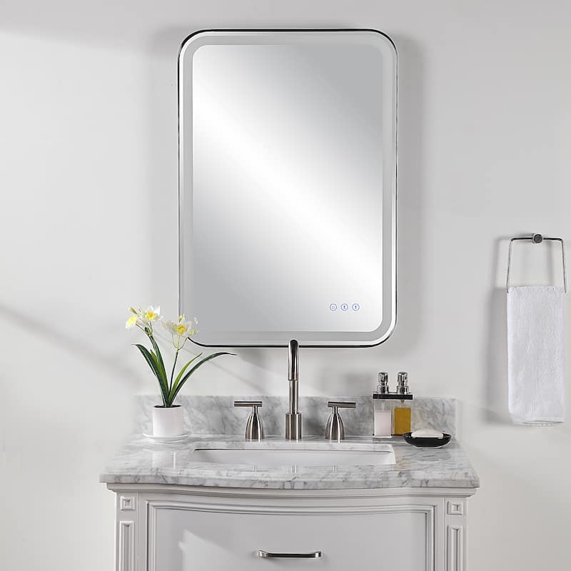 Uttermost Crofton Lighted Black Vanity Mirror - 22.25"x 32.25"