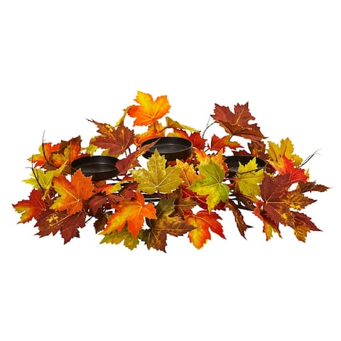 Maple Leaf Artificial Arrangement Candelabrum - Height: 7 In.