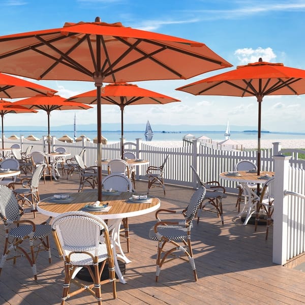 bastia sol wooden patio umbrellas 6ft Coconut Fiber Umbrella Handwoven Natural Outdoor Shade Wood market umbrellas are classic and the grove series gives you all the tradition and attraction they have always offered California Umbrella 9-ft. Round Marenti