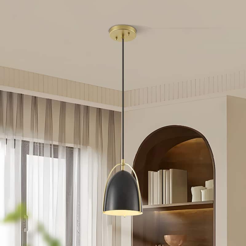 Starsky 1-Light Single Bell/Dome Pendant - Black&Gold