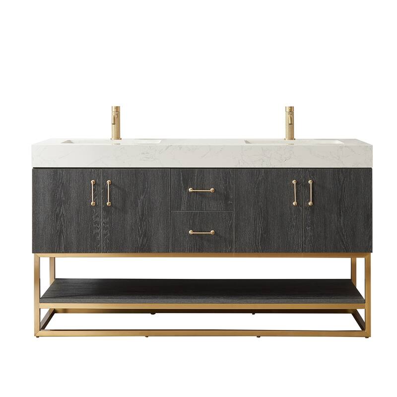 Alistair Bath Vanity with Grain White Stone Top without Mirror