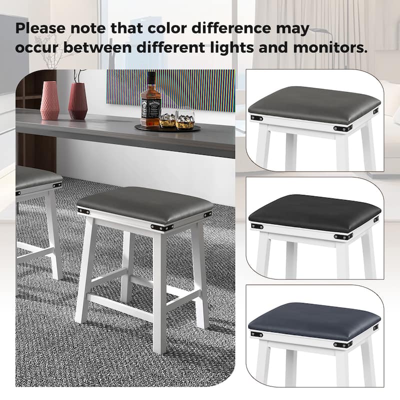 Gymax PU Leather Bar Stools Set of 4 24'' Counter Height Dining Stools