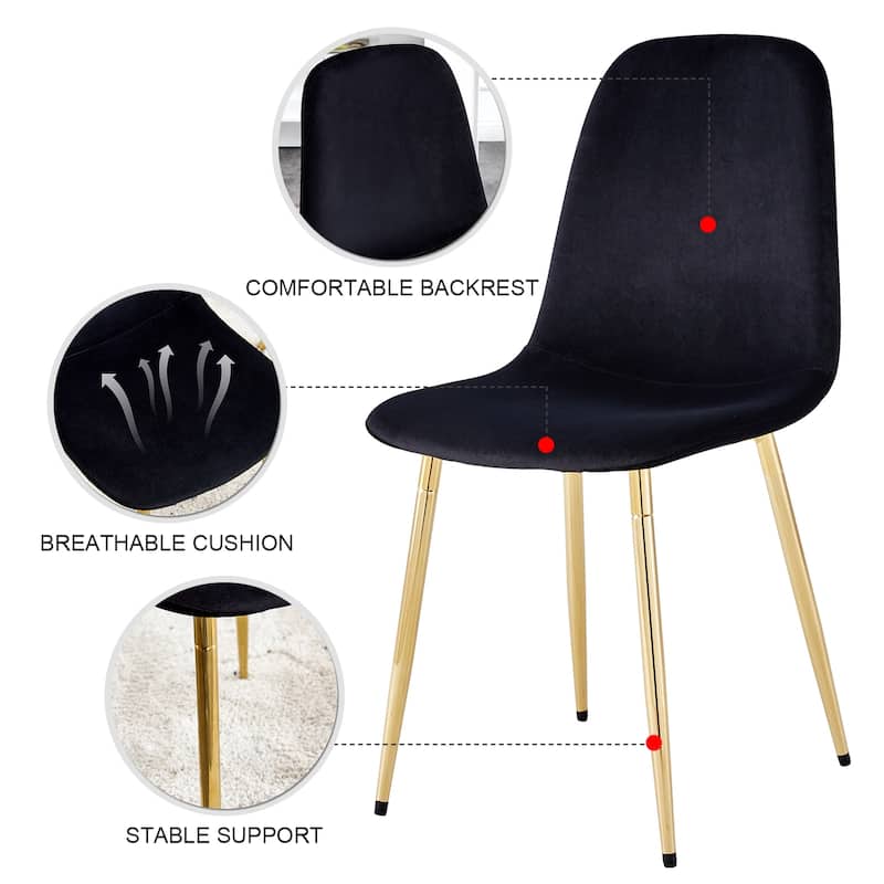 Modern Mid-Century Upholstered Accent Dining Side Chairs with Metal Legs