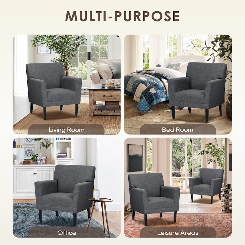 Modern Upholstered Armchair - Plush Fabric Accent Chair for Living Room & Bedroom