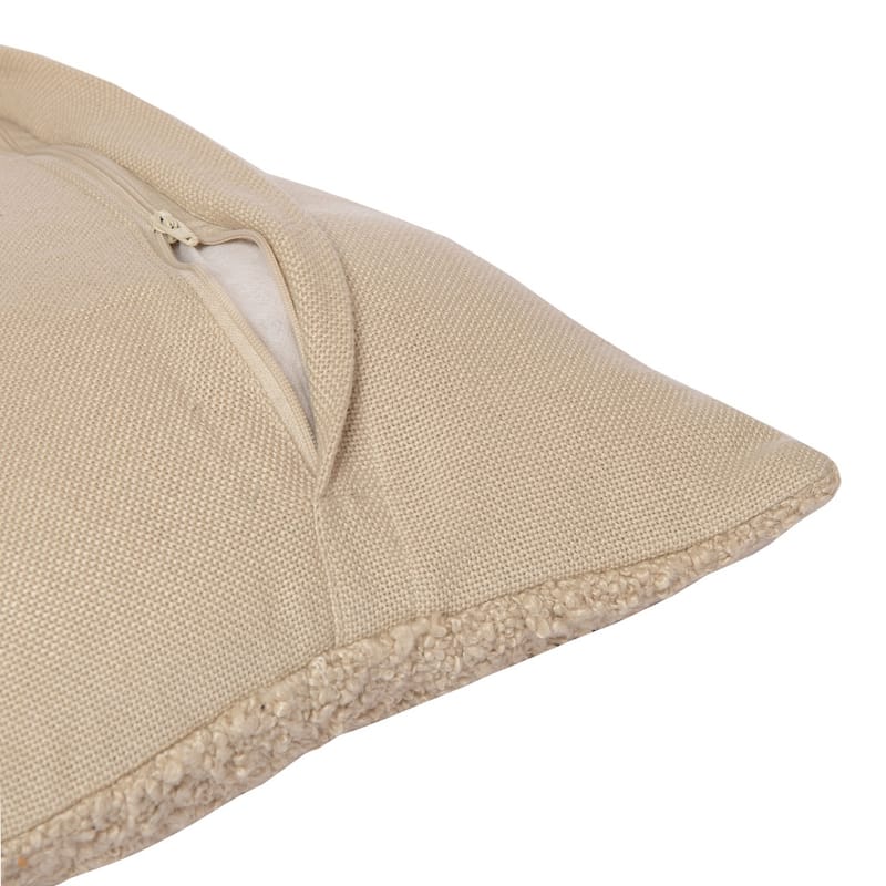 HomeRoots 20" Beige Throw Pillow With Shag