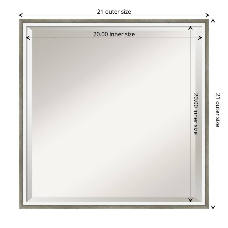 Beveled Wood Bathroom Wall Mirror - Lucie Frame - Outer Size: 21 x 21 in - Lucie Silver White