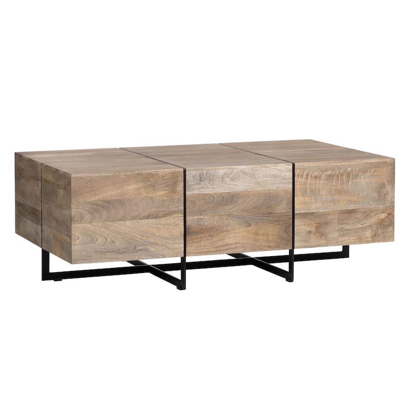Brennon Mango Wood and Iron Cocktail Table, Natural