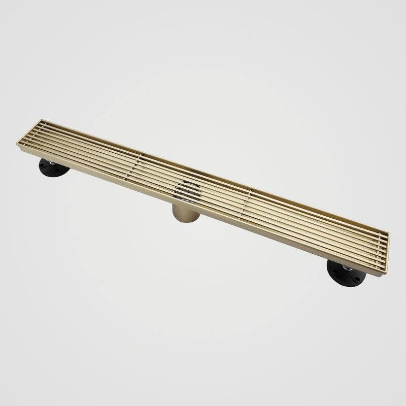 Oceanic Linear Shower Drain, Marine-grade 316 Stainless Steel, Grid Cover with Hair Strainer