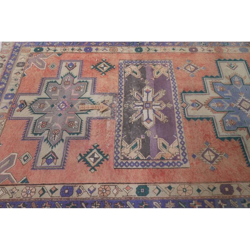 Hand Knotted Oriental 100% Wool Carpet Traditional Tribal Coral Ardebil Area Rug - 11' 1'' X 4' 7''