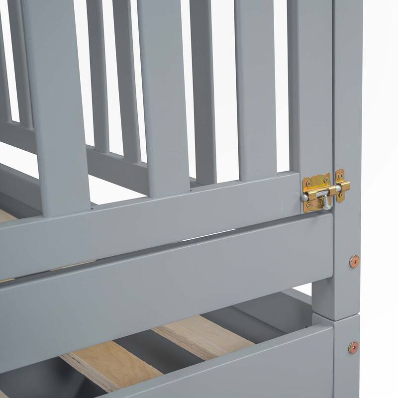 Full Size Wood Daybed with Fence Guardrails and 2 Drawers