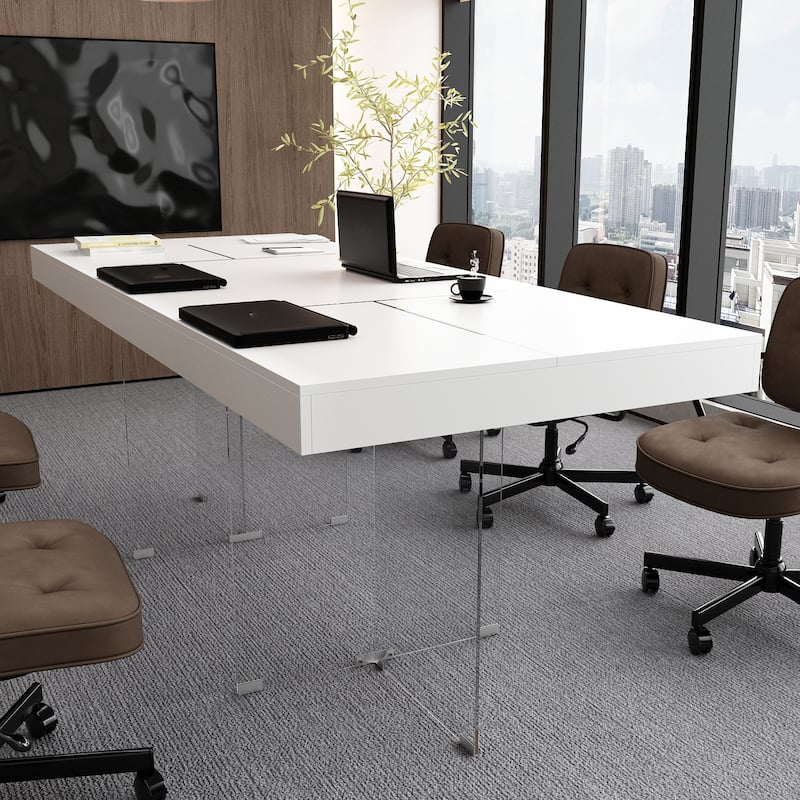VersaTable Meeting Table with Tempered Glass Leg for Dining and Office