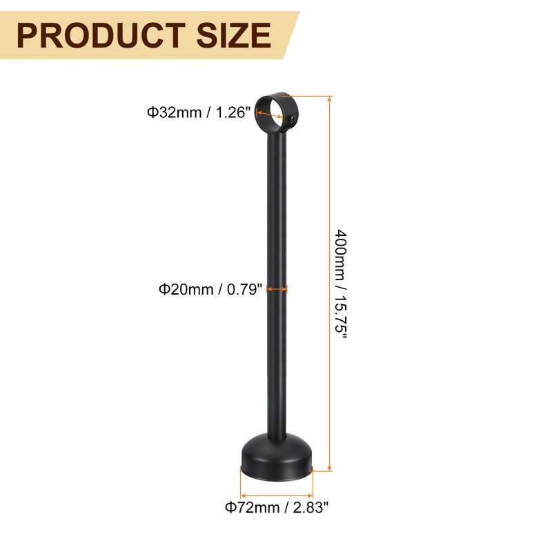 4 Set Ceiling Mount Curtain Rod Bracket, Stainless Steel Rod Holders - Black - Fit 1.26" - 15.75"L