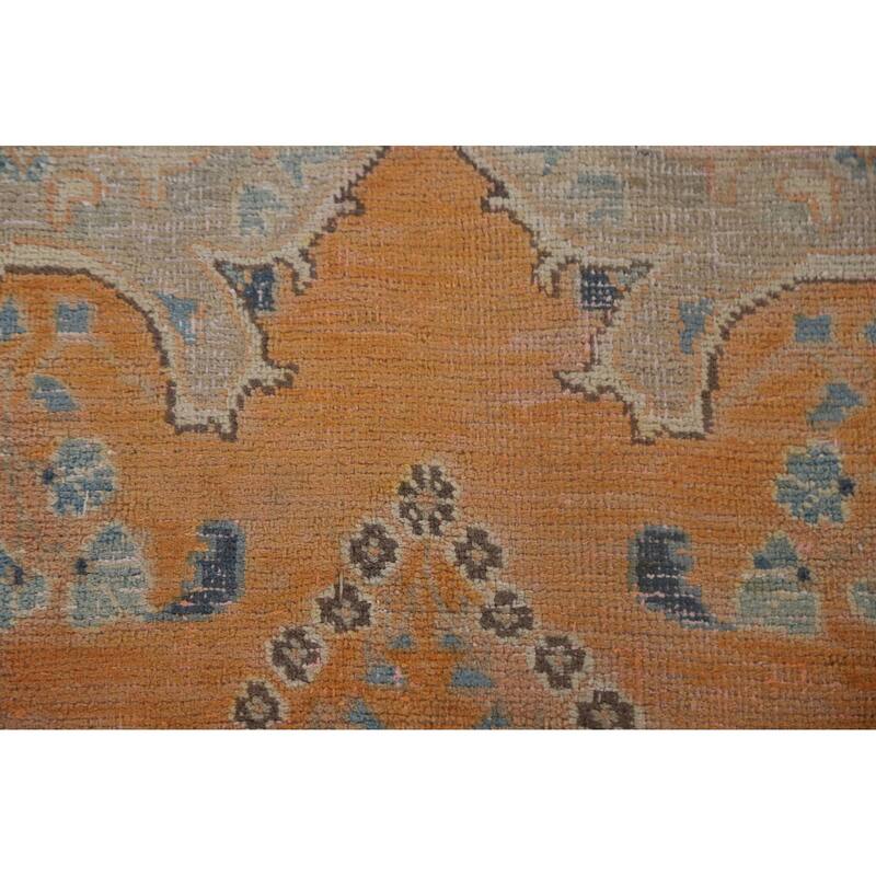 Hand Knotted Oriental 100% Wool Carpet Traditional Floral Oranges & Rust Mashad Area Rug - 8' 10'' X 5' 6''