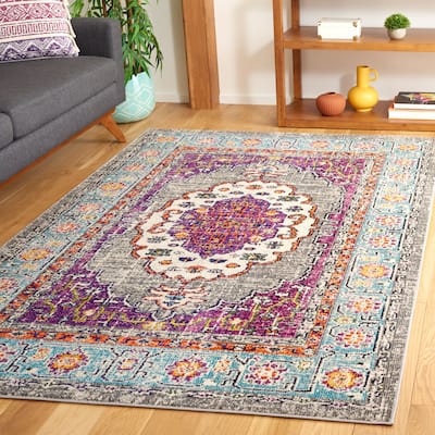 SAFAVIEH Monaco Bertfriede Distressed Boho Rug - Violet/Light Blue - 8' x 10'