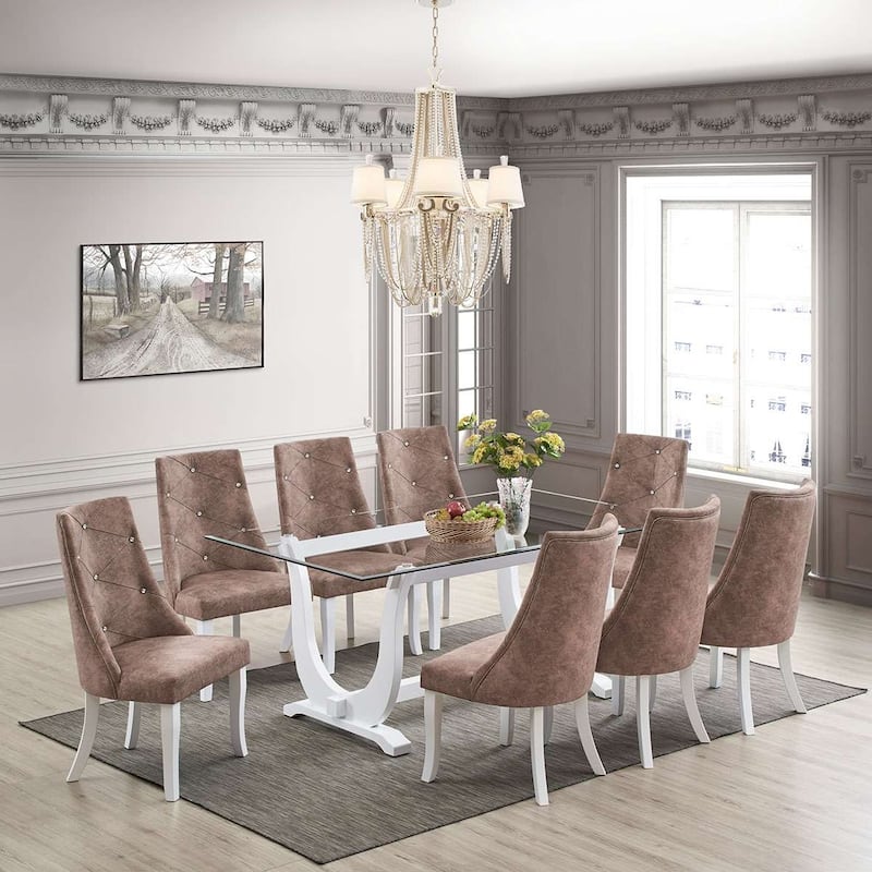 Upholstered Dining Room Chairs, Set of 2, Dark Brown