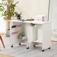 preview thumbnail 2 of 20, EROMMY 45.5" W x 23.6" D Sewing Table featuring a Storage Shelf, Versatile Adjustable Sewing Machine Desk with Storage Bags Roller - Off-White