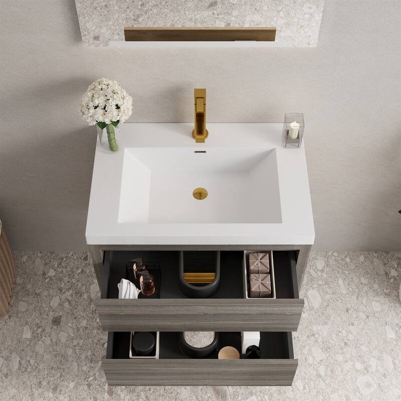 30" Wall Mounted Bathroom Vanity with Sink and Soft Close Drawers