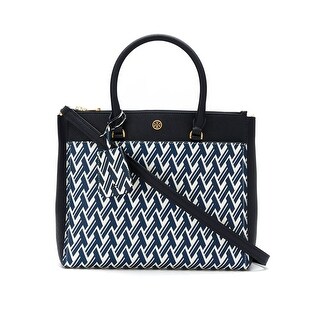 Tory Burch Robinson Printed Double Zip Tote Navy T Lattice Ping The Best Deals On Bags