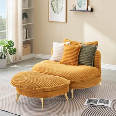 Modern 65-Inch Corduroy Loveseat with Metal Trim, Perfect for Apartments & Offices