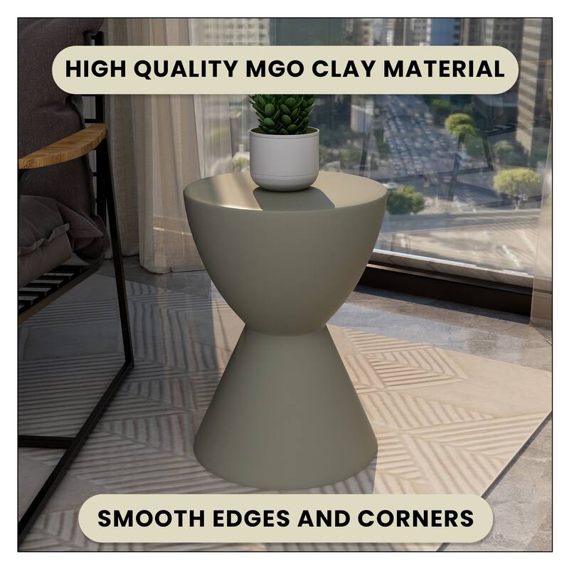 Loft 14-Inch Modern Round Accent Fiberstone Side Table for Indoor Outdoor Patio, Living Room, or Home Office