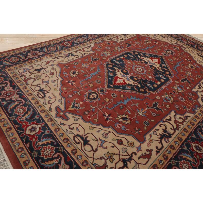 9x12 Hand Knotted Wool Salmon Heriz Plush Pile Pande Cameron Rug - 9' x 12'