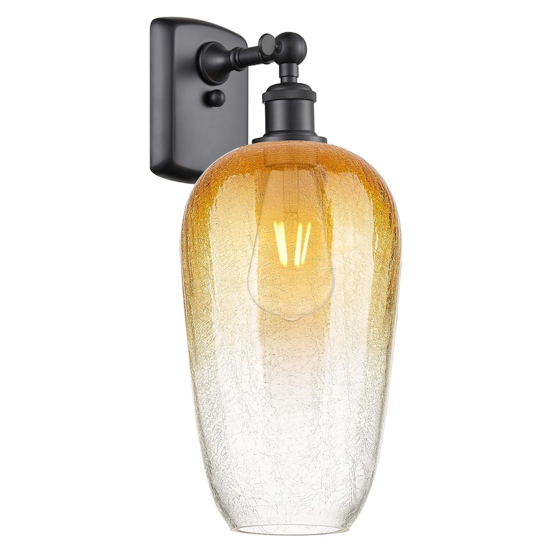 Innovations Lighting 516-1W-16-7 Brookhaven Flute Sconce Brookhaven - Matte Black / Amber