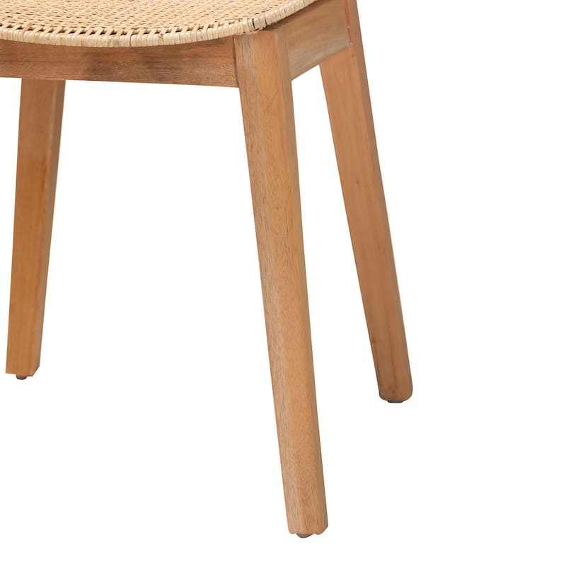 Emmali Modern Bohemian Rattan and Wood Dining Set