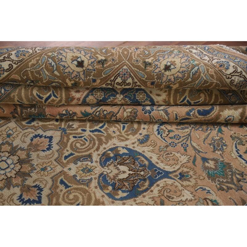 Hand Knotted Oriental 100% Wool Carpet Traditional Floral Oranges & Rust Mashad Area Rug - 13' 0'' X 9' 7''