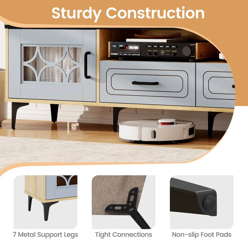 Costway 71" TV Stand for TVs up to 80" with Open Compartment Side