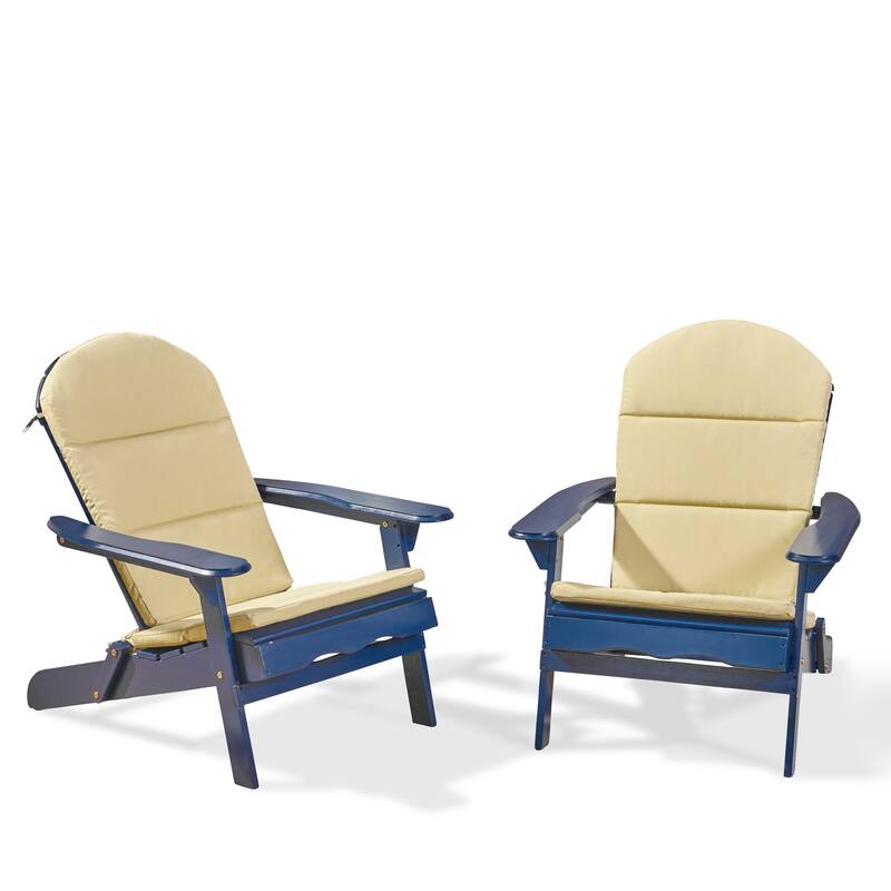 Malibu Outdoor Acacia Wood Folding Adirondack Chairs with Cushions (Set of 2) by Christopher Knight Home