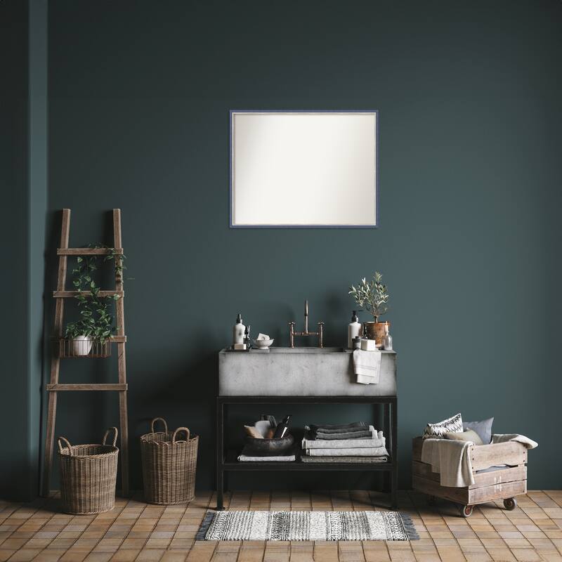 Theo Narrow Non-Beveled Wood Framed Bathroom Vanity Wall Mirror