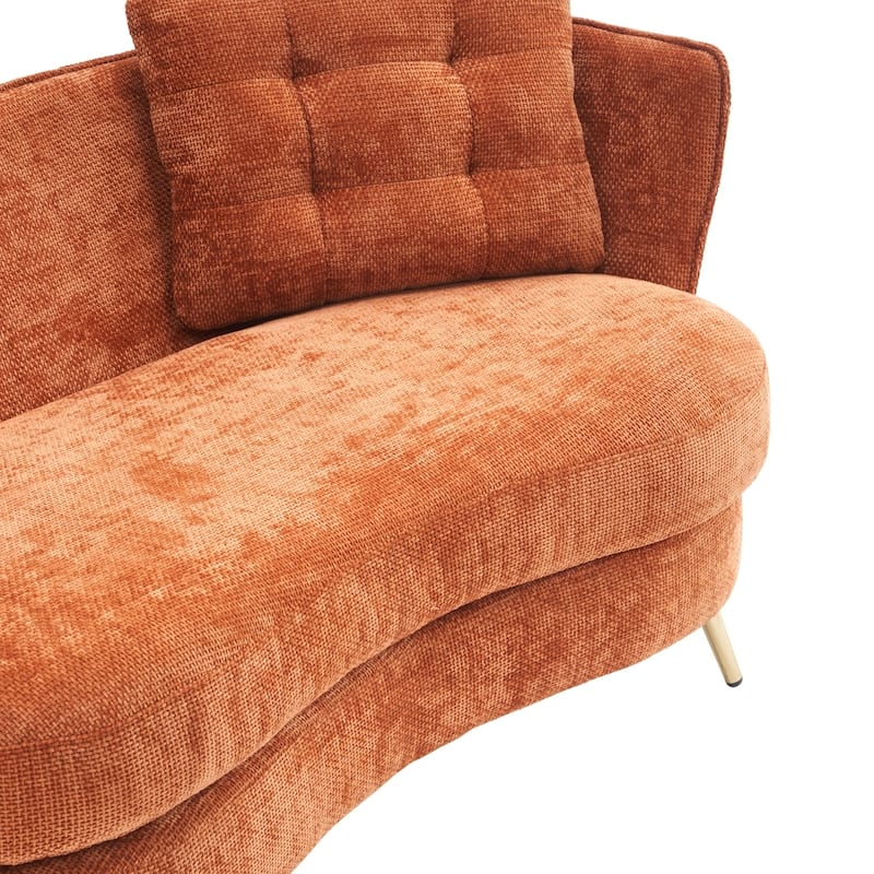 Polyester fiber Sofa Upholstered Couch with Golden Metal Legs
