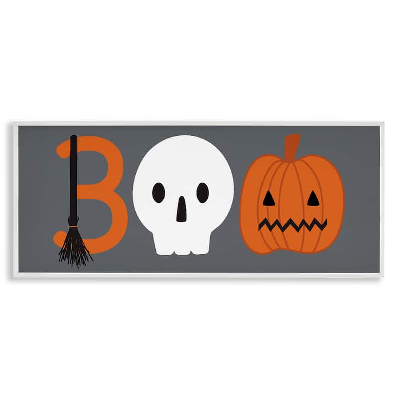Stupell Boo Halloween Fun Typography Framed Giclee Art Design By Sazerelli Designs - 24 x 10 - White