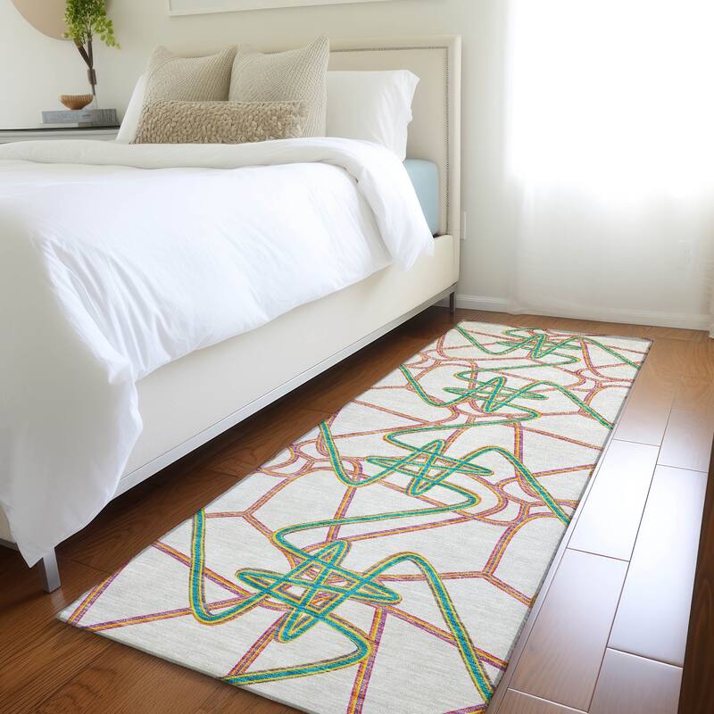 Premium Washable Super Soft Modern Maze Mayfield Rug - White - 2'3" x 7'6"
