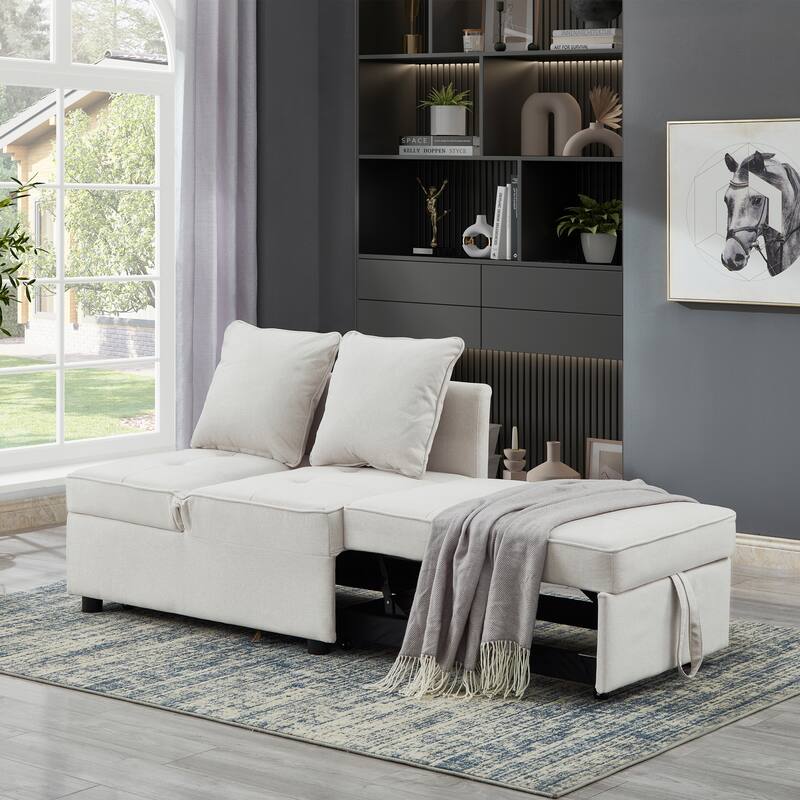 4-in-1 Sofa Bed - Convertible Recliner with Wood Frame