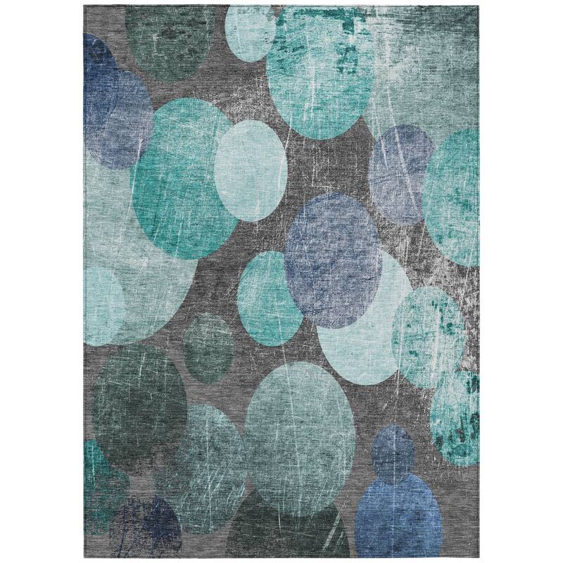 Allulo Contemporary Abstract Weather Resistant Timeless Fusion Runner Outdoor Rug